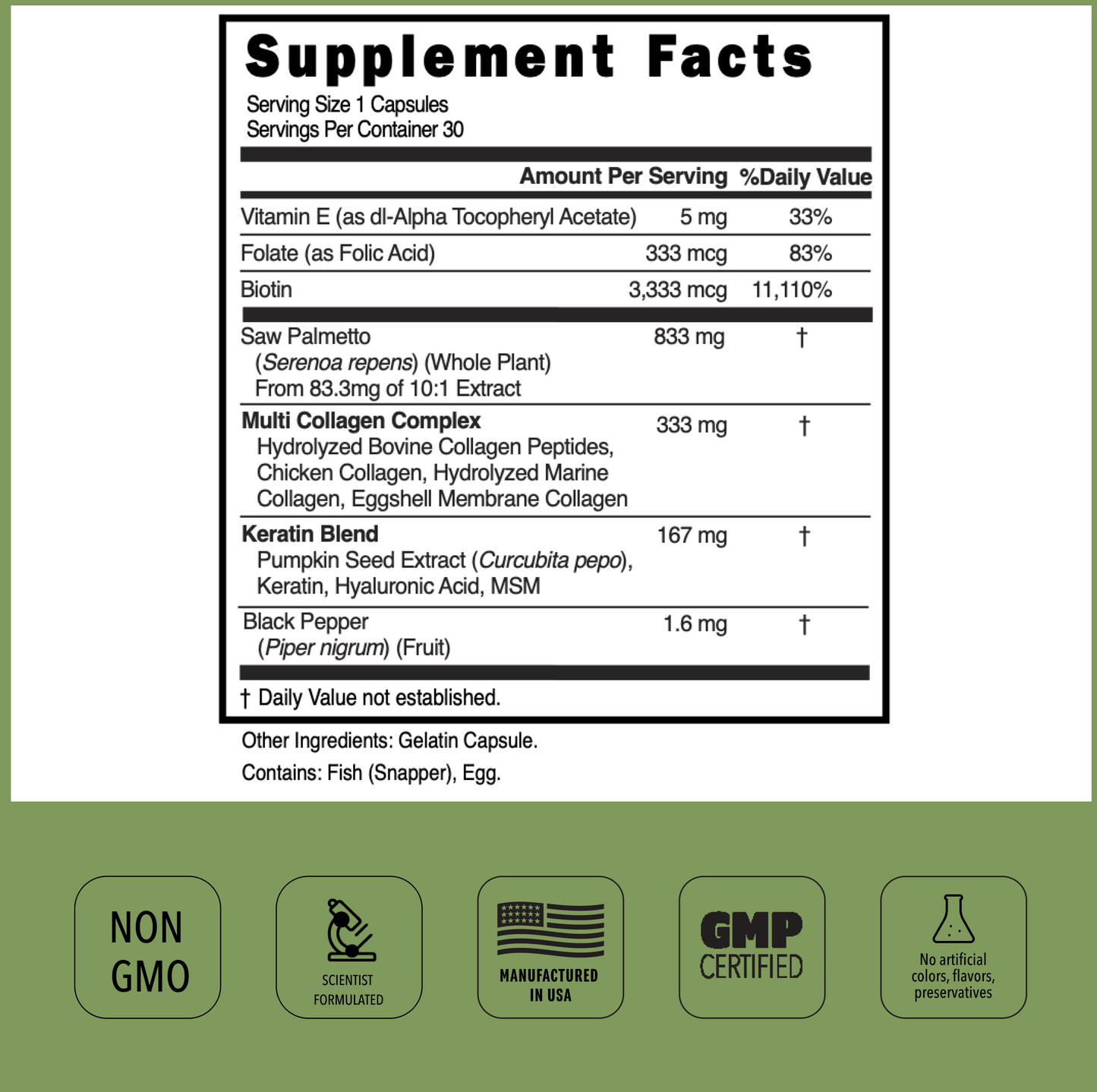 BEST Biotin supplement facts